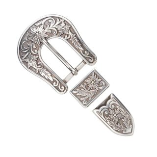 Schnalle dreiteilig Edelwei 2,5 cm silberf.