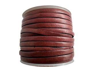 25 Meter Endlosrolle Lederflechtriemchen  bordeaux antik bombiert 5mm